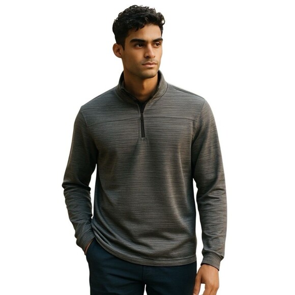 Pebble Beach Mens Large Gray Dry-Luxe Performance 1/4 Zip Shirt Pull Over New - Picture 4 of 10